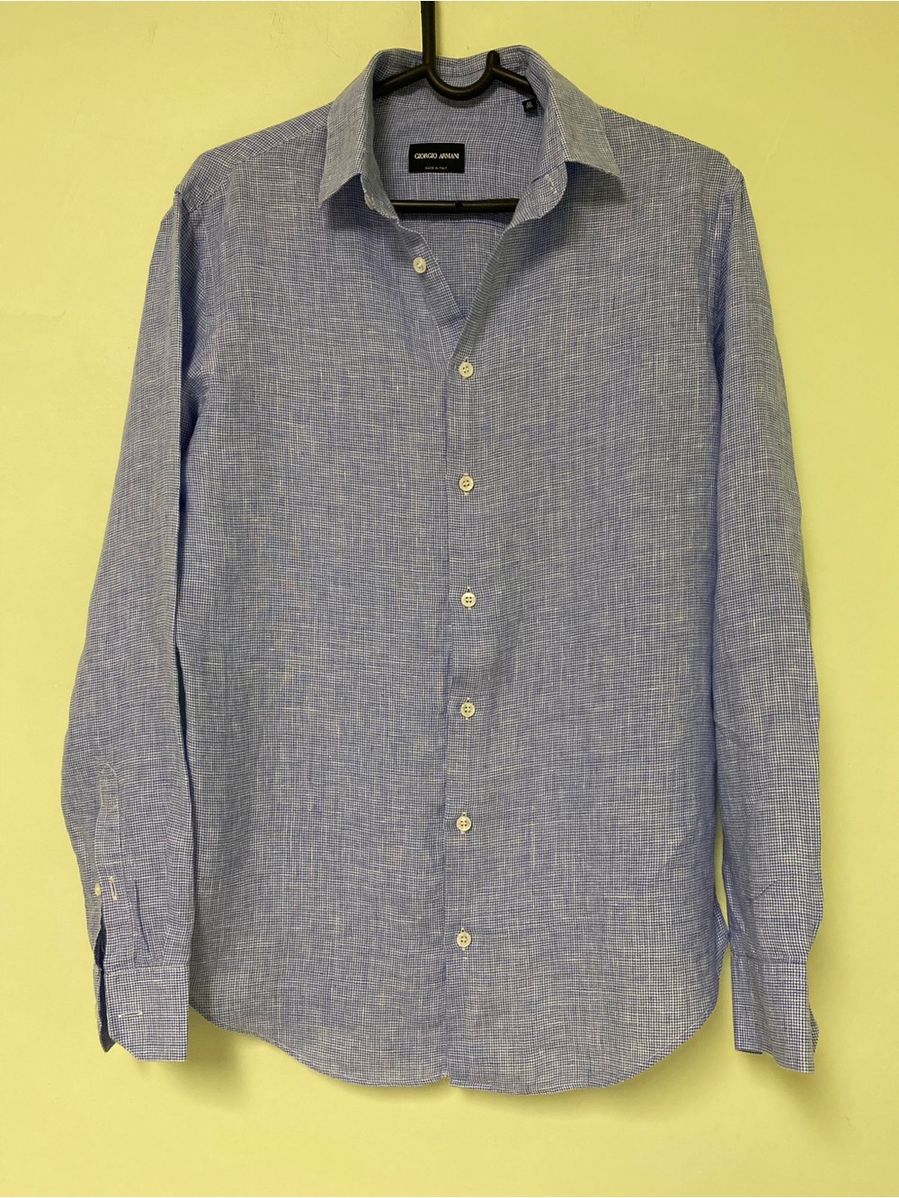 Giorgio Armani Light Blue Textured Linen-Blend Dress Shirt